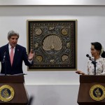 US Secretary of State John Kerry and the Myanmar democracy leader Aung San Suu Kyi joint press conference