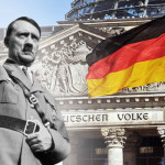 Former German dictator Adolf Hitler-style salute while photos