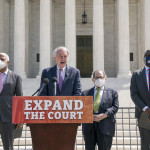 Democratic Rep. Hank Johnson, Sen. Ed Markey, House Judiciary Committee Chairman Jerrold Nadler and Rep. Mondaire Jones announce legislation Thursday to expand the number of seats on the U.S. Supreme Court outside the high court.