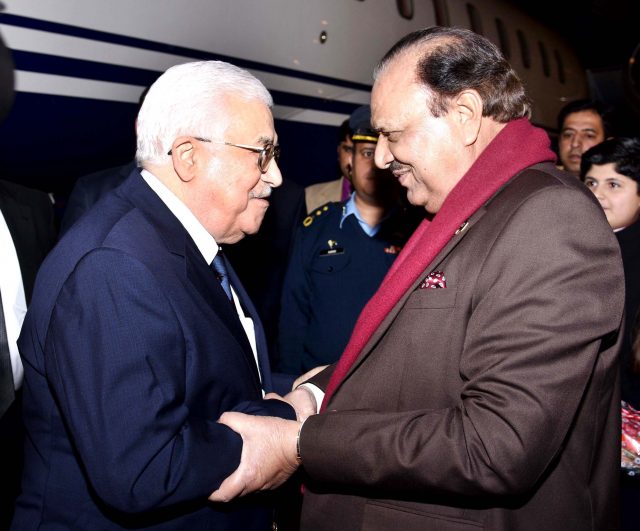 President Pakistan Mamnoon Hussain warmly Receives Mahmood Abbas Noor Khan Airbase