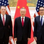 US Trade Representative Robert Lighthizer, Chinese vice Premier Liu He and US Treasury Secretary Steven Mnuchin