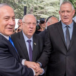 Israeli Prime Minister Benjamin Netanyahu meets with his political rival Benny Gantz