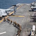The US Navy's joint mission is to support the withdrawal of about 700 US troops from the troubled African country.