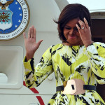 US first lady Michelle Obama arrives in Japan during the 5-day foreign tour