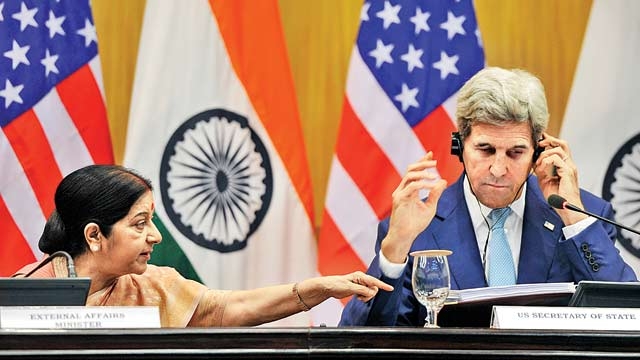US Secretary of State John Kerry and Indian Foreign Minister Sushma Swaraj