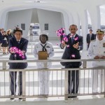 US President Barack Obama and Japanese Prime Minister Shinzo Abe laid a wreath at the memorial to those killed in World War II
