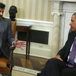 US President Barack Obama and Sheikh Tamim bin Hamad al-Thani, the Emir of Qatar in yesterday's White House meeting