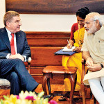 International Olympic Committee President Thomas Bach and Indian Prime Minister Narendra Modi