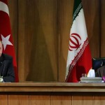 Iranian President Hassan Rouhani and Turkish President Recep Tayyip Erdogan at a joint press conference in Tehran