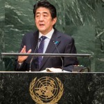 Japanese Prime Minister Shinzo Abe at the annual meeting of the UN General Assembly address