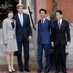 Japan's Prime Minister Shinzo Abe and US Secretary of State John Kerry's residence while attending dinner