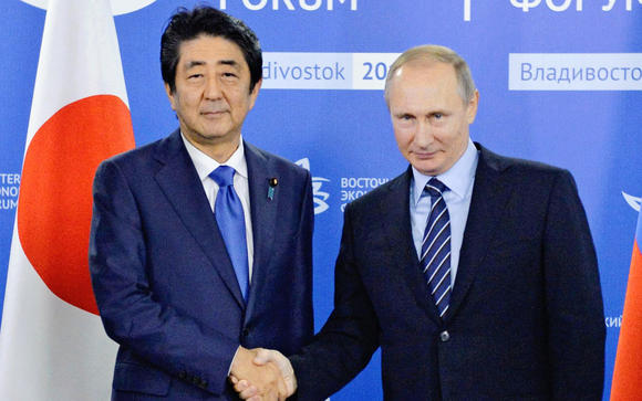 Japan's Prime Minister Shinzo Abe and Russian President Vladimir Putin 