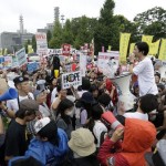 Japanese people outside the parliament against the proposed security bill participated in a large demonstration