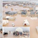 Flood situation in tent camps and severe cold weather have left Syrian refugees helpless.