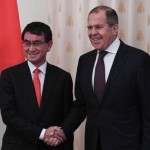 Russian Foreign Minister Sergei Lavrov and Japanese Foreign Minister Taro Kano