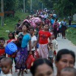 Rohingya Muslims forced to flee escape to Bangladesh of a military crackdown