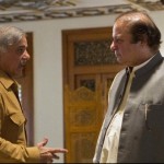 Outgoing Prime Minister Mian Nawaz Sharif and Punjab Chief Minister Shahbaz Sharif