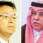 Saudi Minister of Commerce and Investment Dr. Majid Al-Qasabi and Japanese Minister of Industry and Trade Hiroshige Seko
