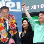 The two main presidential candidates from the Democratic Party, Moon Jae-in and Moderate Party Ahn Cheol-soo