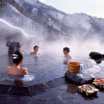 Naturally hot water ponds called onsen in Japanese