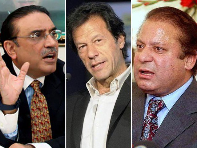 PML-N Nawaz Sharif, Imran Khan of Tehreek-e-Insaf and PPP's Asif Ali Zardari