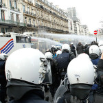 To disperse the enraged protesters, police used water jets