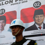 The current President Joko Widodo faces the tough competition of the former military general Prabowo Subianto in the presidential election