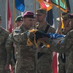 Flag of the NATO mission in Afghanistan and NATO's top military officers were killed in the presence of.