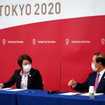 Tokyo Olympic Organizing Committee Chairman Seiko Hashimoto and Executive Committee Director General Toshiro Muto