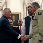 Pakistani Prime Minister Shahid Khaqan Abbasi, Chief of Army Staff, Qamar Bajwa and US Foreign Minister Rex Tillerson
