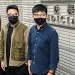 Pro-democracy activists Agnes Chow, Ivan Lam and Joshua Wong